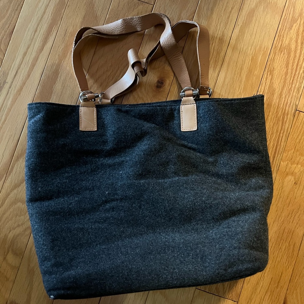 GAP Charcoal Tote with Tan Straps